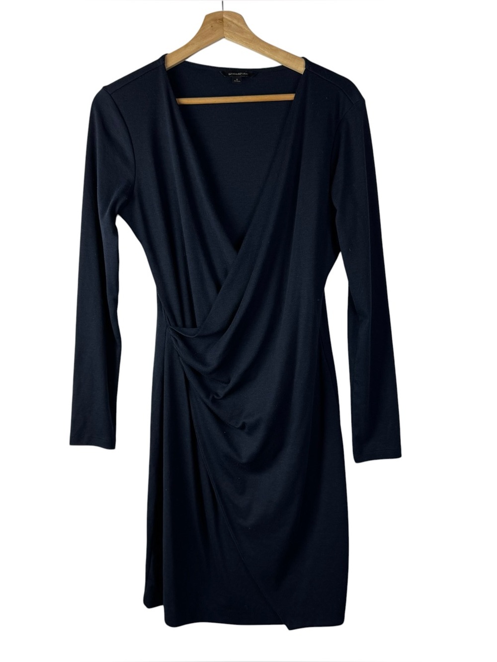 Banana Republic Navy Blue Twist Front Knit Long Sleeve Knee Length Dress S